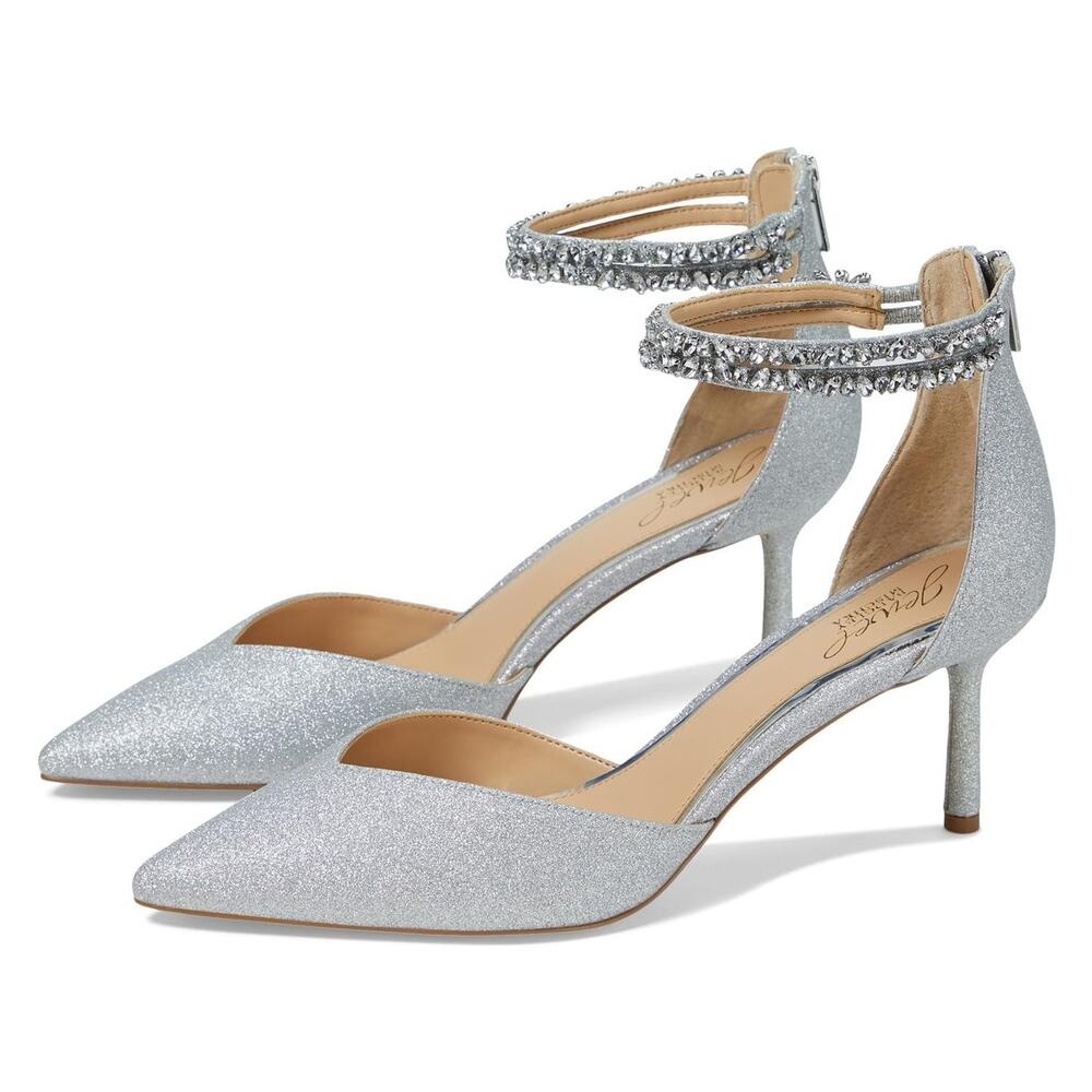 Jewel Badgley Mischka Women's Maya‎ Crystal Strap 2-Piece Pump Heels Size 6